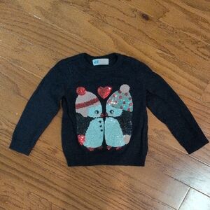 H&M Black Sweater with Sequin Penguins